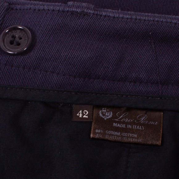 LORO PIANA Navy Cotton Blend Classic Pants Size 42 - Picture 7 of 7